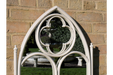 Indoor / Outdoor Aged White Metal Gothic Garden Mirror - 103 x 54 cm - Decor Interiors