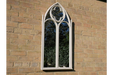 Indoor / Outdoor Aged White Metal Gothic Garden Mirror - 103 x 54 cm - Decor Interiors