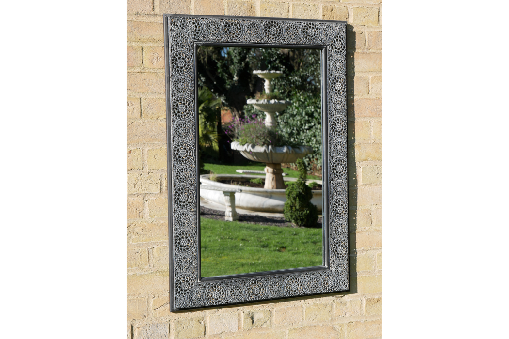 Indoor / Outdoor Aged Metal Garden Mirror - Decor Interiors