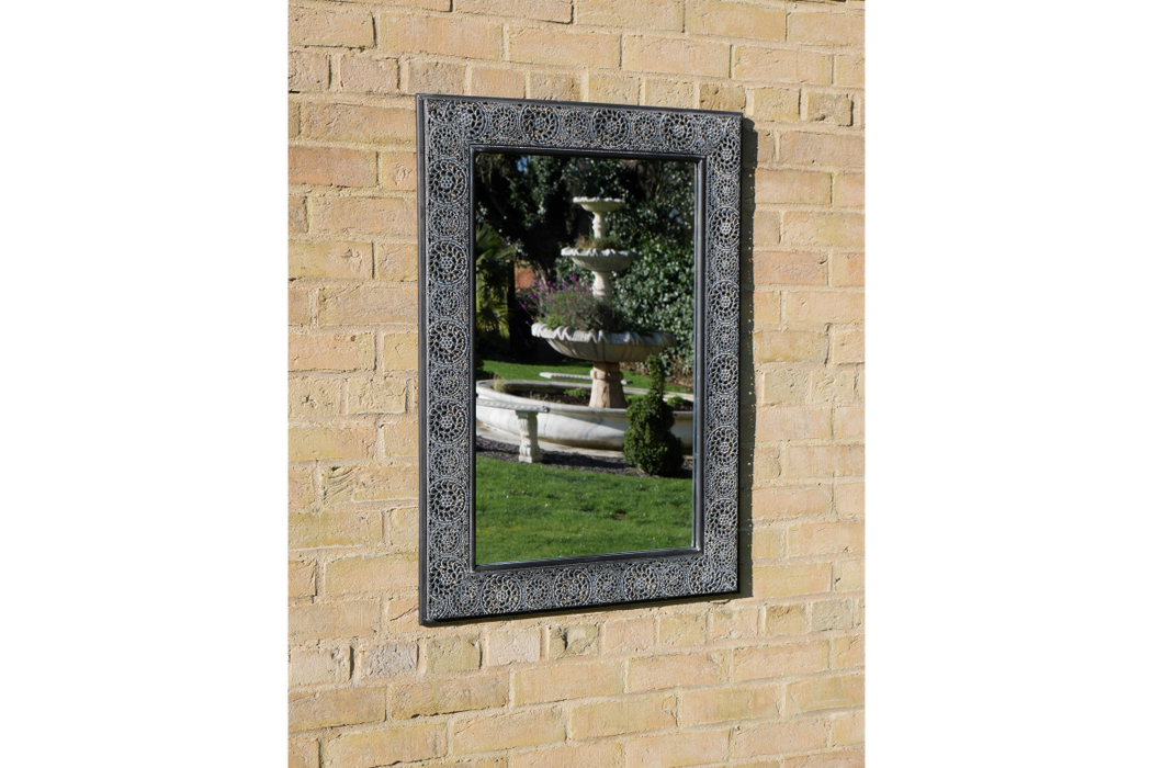 Indoor / Outdoor Aged Metal Garden Mirror - Decor Interiors