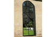 Indoor / Outdoor Curved Black Metal Window Garden Mirror  165 x 55 cm  