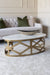 Giselle Coffee Table, Satin Iron Bronze Finish, Off-White Marble