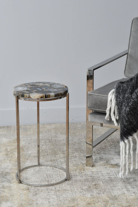 Runa Contemporay Coloured Stone & Nickel Side Table