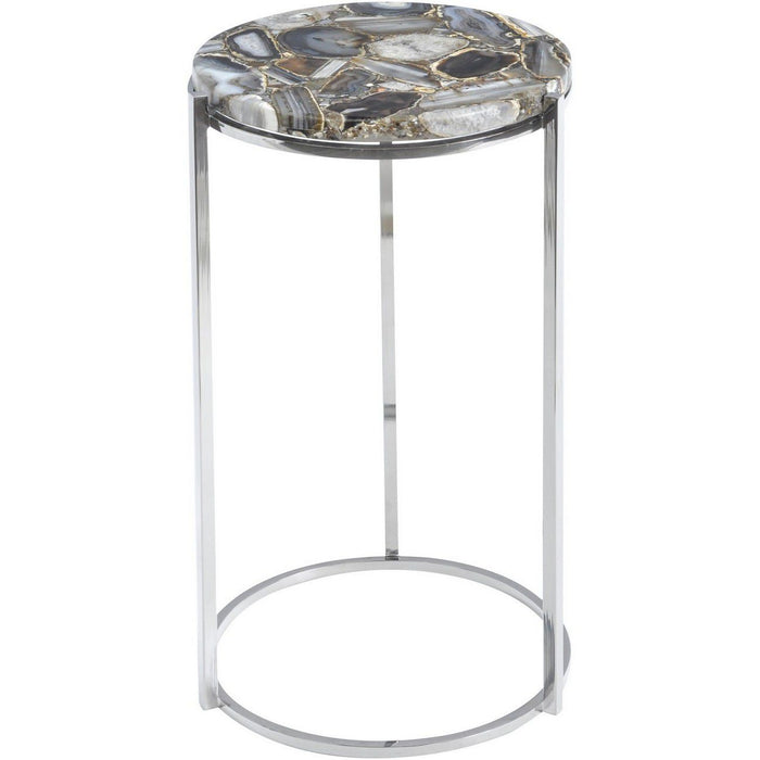 Runa Contemporay Coloured Stone & Nickel Side Table