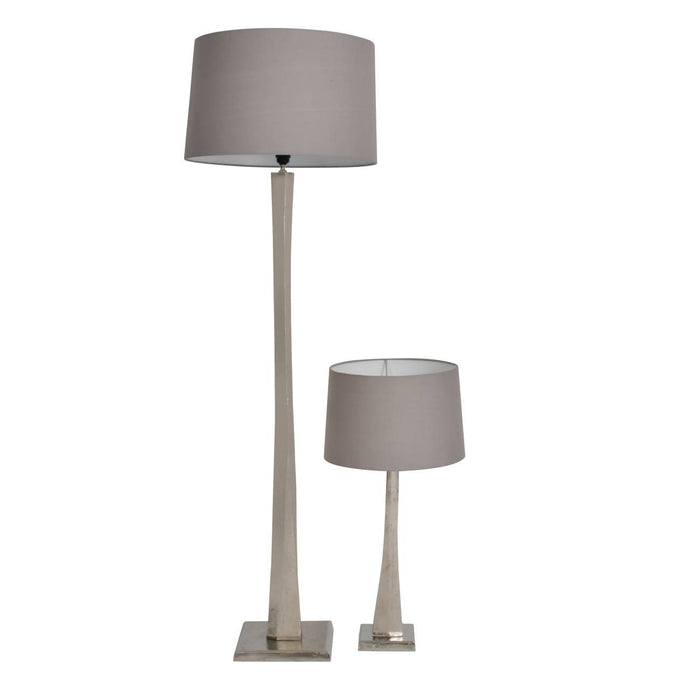 Trinity Aged Silver Floor Lamp With Grey Shade