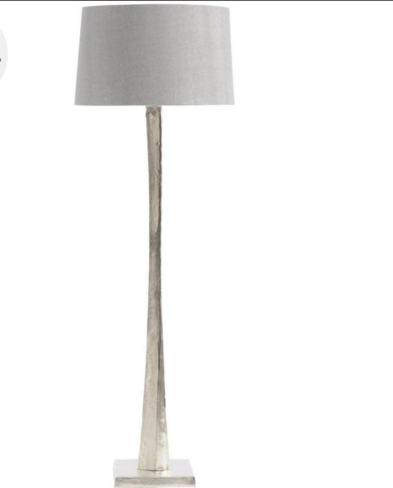 Trinity Aged Silver Floor Lamp With Grey Shade