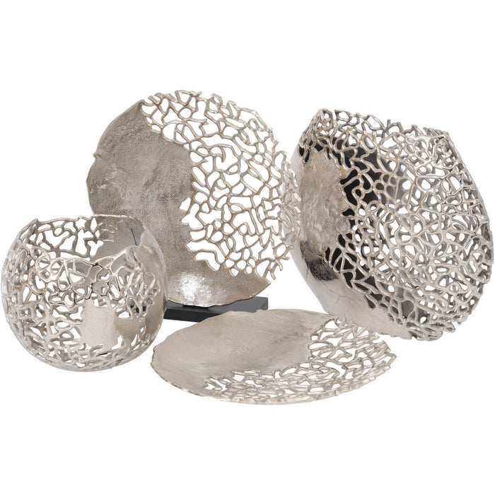 Runa Coral Spherical Vase, Large,  Aluminium, Silver