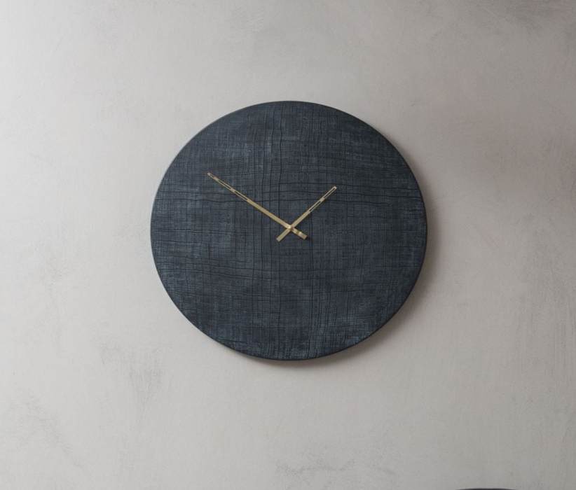 Tindra Grey Textured Round Metal Wall Clock