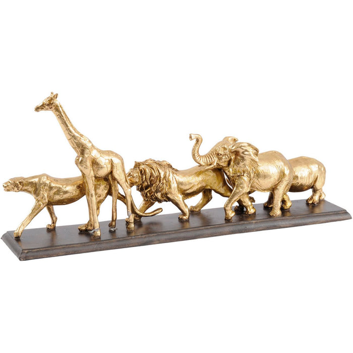 Safari Of Wild Animals Sculpture, Gold