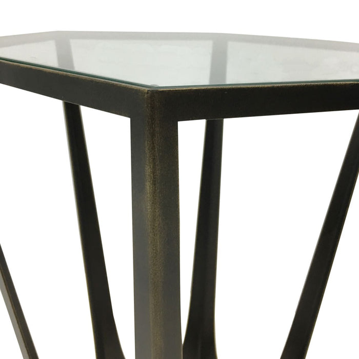 Katrine Bronze Metal & Glass Side Table