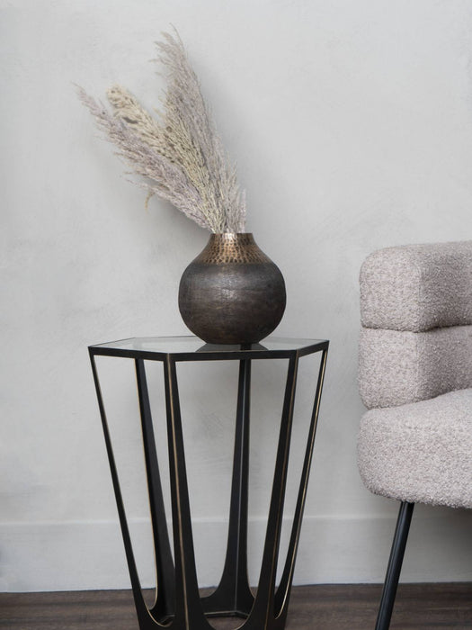 Katrine Bronze Metal & Glass Side Table