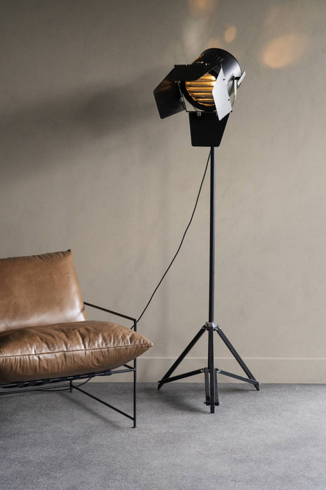 Céline Floor Lamp, Black Spotlight Tripod