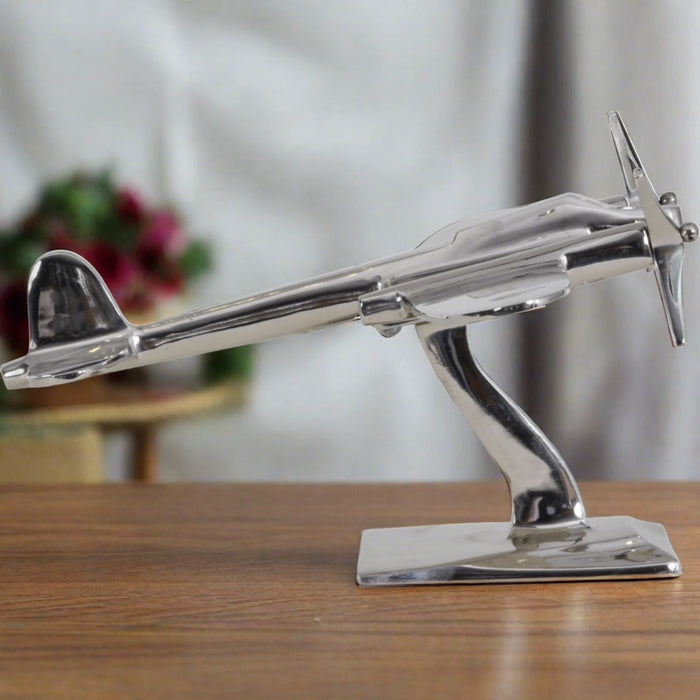 Silver Aluminium Aeroplane Sculpture