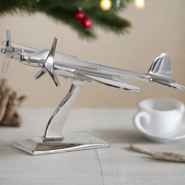 Silver Aluminium Aeroplane Sculpture