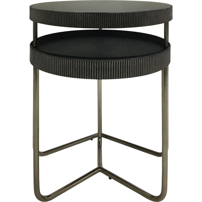 Vilja Side Tables, Black Metal Frame, Tinted Round Glass, Set of 2 ( Due Back In 15/11/24 )