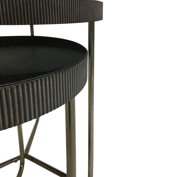 Vilja Side Tables, Black Metal Frame, Tinted Round Glass, Set of 2 ( Due Back In 15/11/24 )