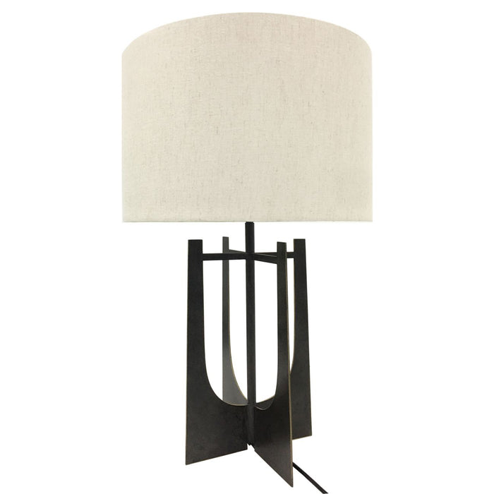 Elodie Hammered Iron Table Lamp Gilded Oak with Irish Linen Shade - Due Back In 19/12/24 )