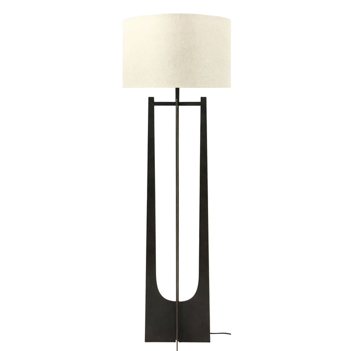 Zoé Iron Floor Lamp Gilded Oak Finish with Irish Linen Shade