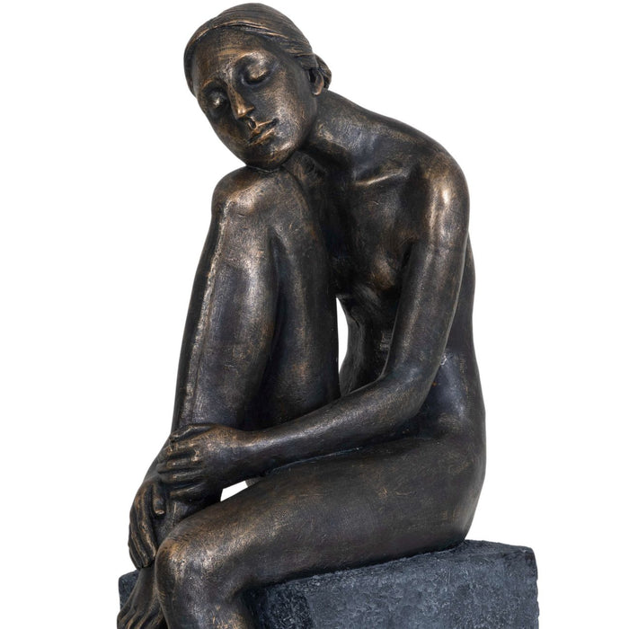 Milton Bronze Thinking Lady Sculpture ( Due Back In 09/09/24 )