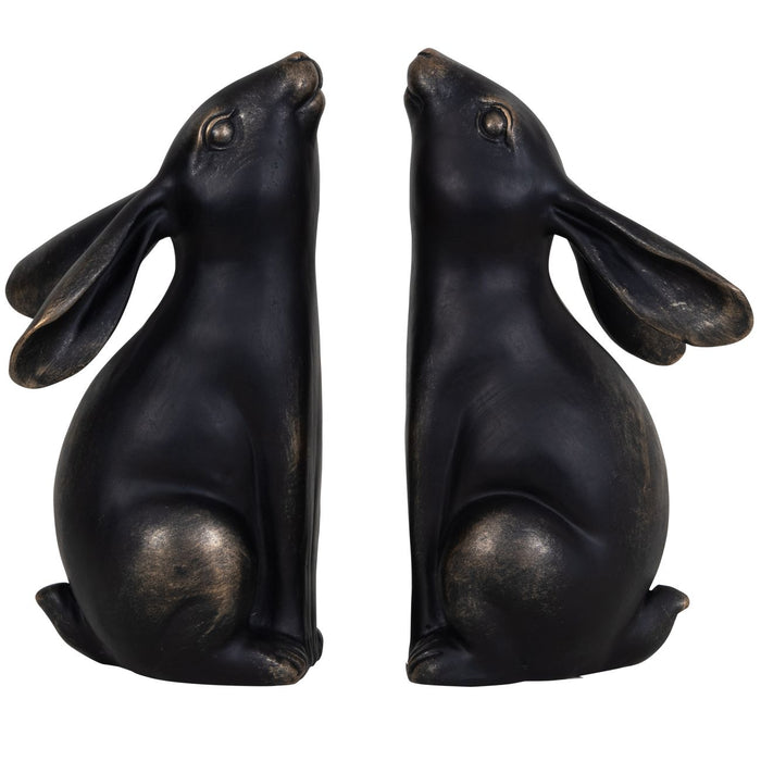 Denton Pair Of Hares Sculpture, Aged Bronze