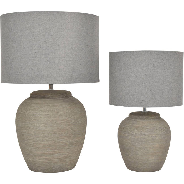 Isaline Etched Grey Small Ceramic Lamp with Shade