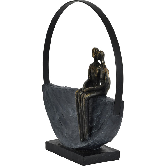 Denton Couple Encircled Sculpture, Aged Bronze, Grey