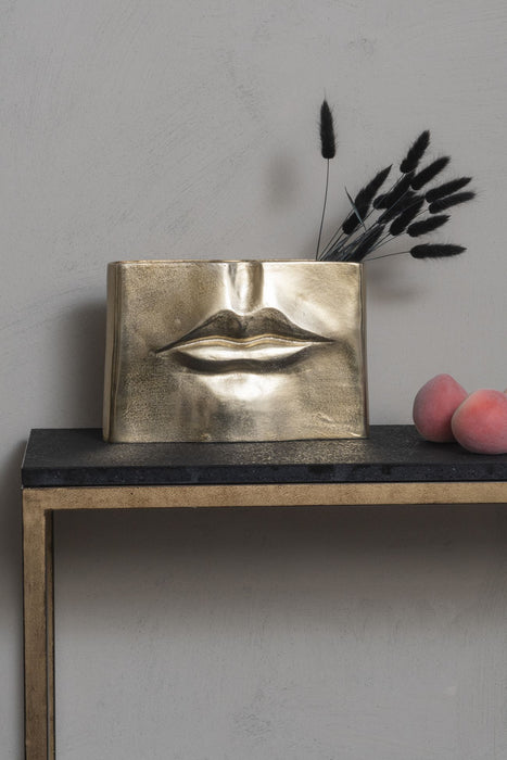 Maximalist Gold Metal Lip Vase