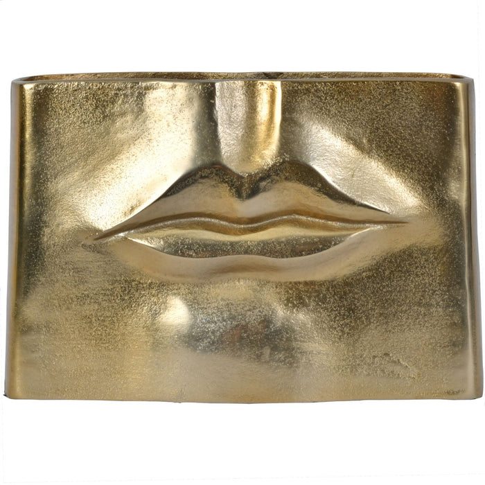 Maximalist Gold Metal Lip Vase