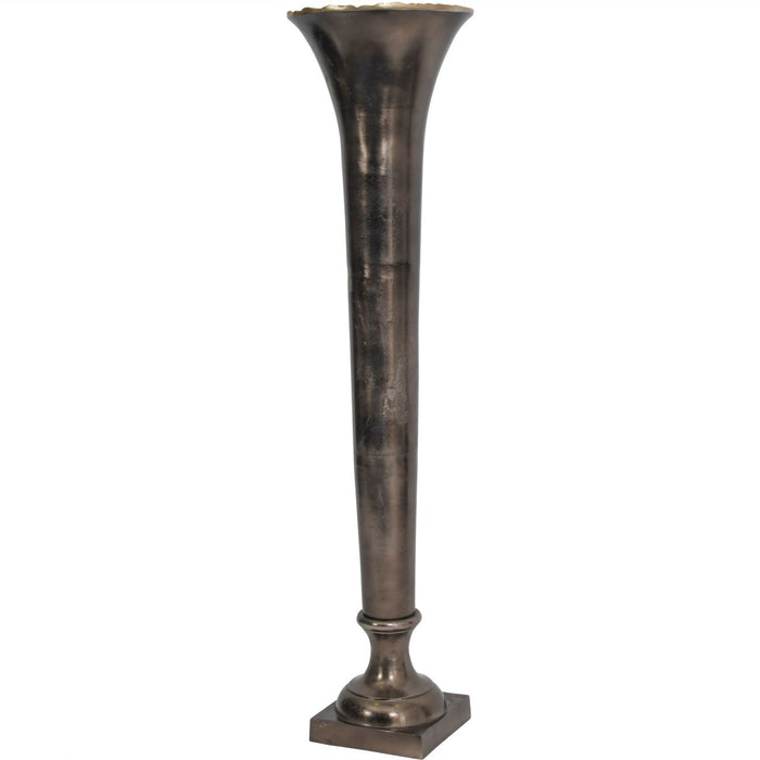 Luxury Tall Bronze & Gold Aluminium Trumpet Floor Vase