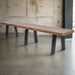 Brookby Indoor Bench, Herringbone Wood Seat, Black Metal Legs 