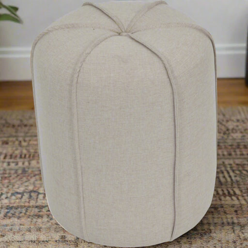 Marion Button Footstool in Oatmeal Fabric