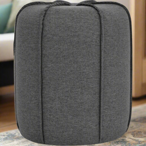 Marion Button Footstool in Grey Fabric