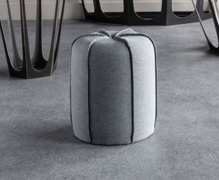 Marion Button Footstool in Grey Fabric