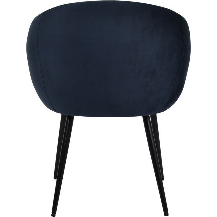 Inga Royal Blue Velvet Dining Chair with Powder-Coated Legs