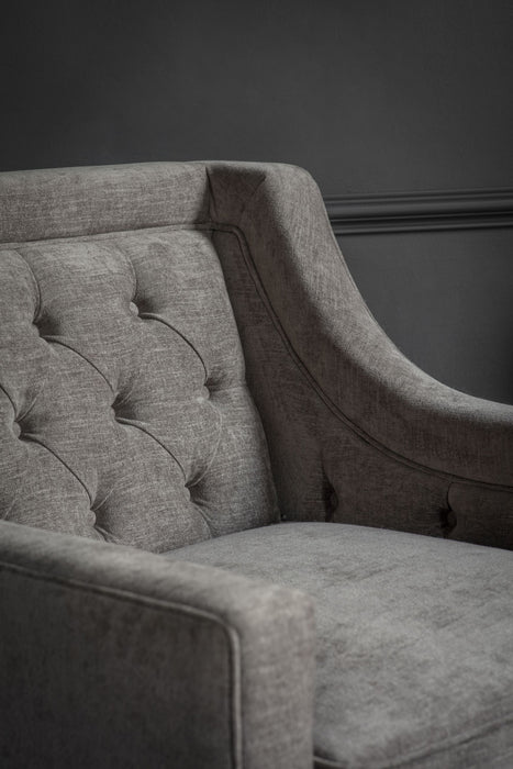 Burlington Accent Armchair,Warm Grey Fabric, Buttoned
