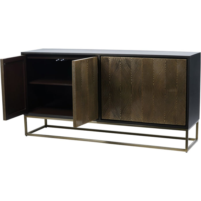 Marriot Contemporary Black & Embossed Brass 4 Door Sideboard ( Due Back In 04/11/24 )