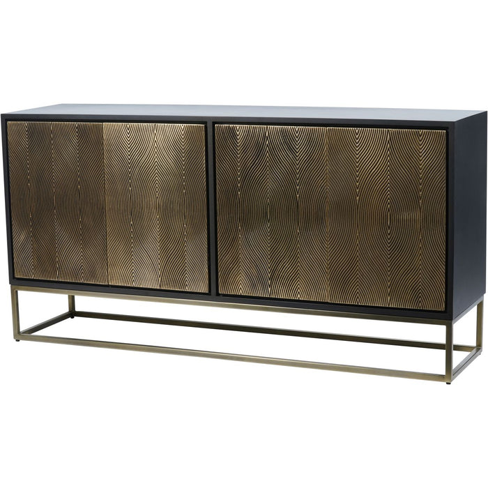 Marriot Contemporary Black & Embossed Brass 4 Door Sideboard ( Due Back In 04/11/24 )