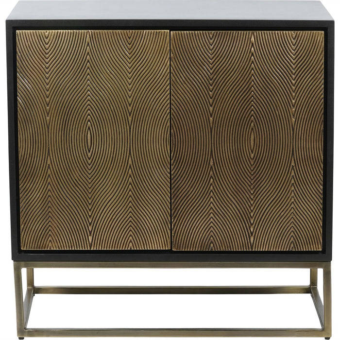 Marriot Contemporary Black & Embossed Brass 2-Door Cabinet