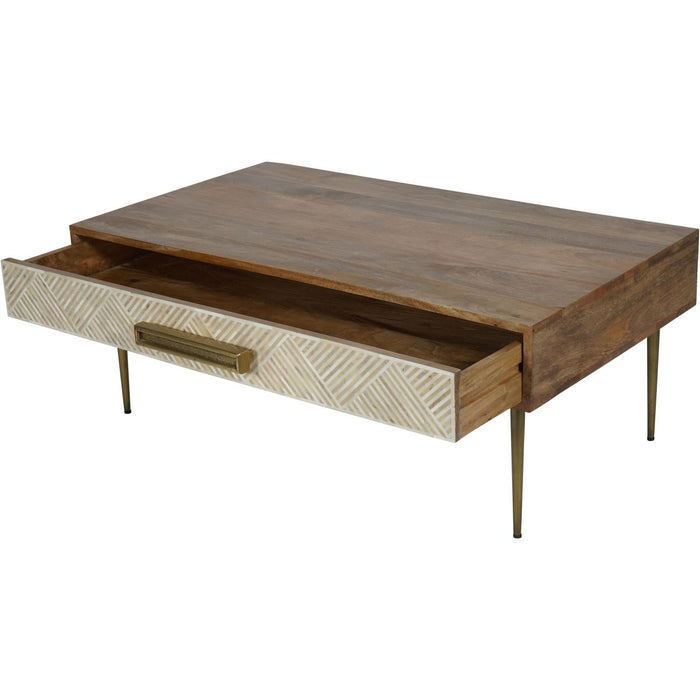 Linden Coffee Table Finished in Mango Wood & Bone Inlay