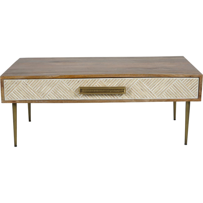 Linden Coffee Table Finished in Mango Wood & Bone Inlay