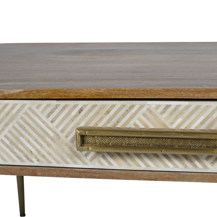 Linden Coffee Table Finished in Mango Wood & Bone Inlay