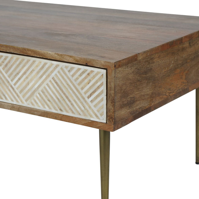 Linden Coffee Table Finished in Mango Wood & Bone Inlay