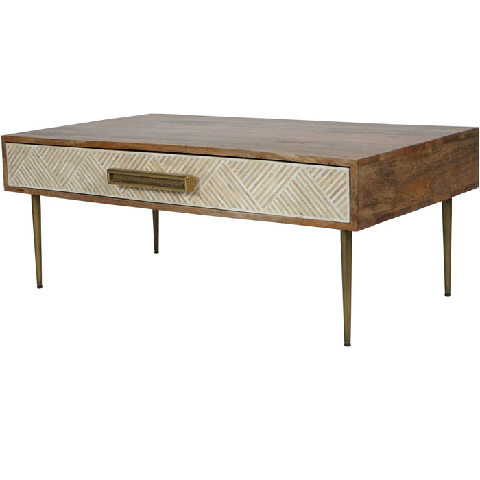 Linden Coffee Table Finished in Mango Wood & Bone Inlay