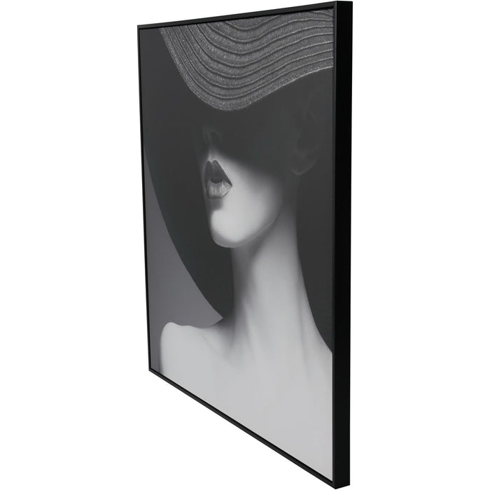 Framed Wall Canvas, Monochrome, Woman in Hat