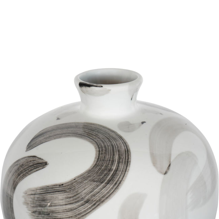 Svea Monochrome Brush Vase, White, Ceramic