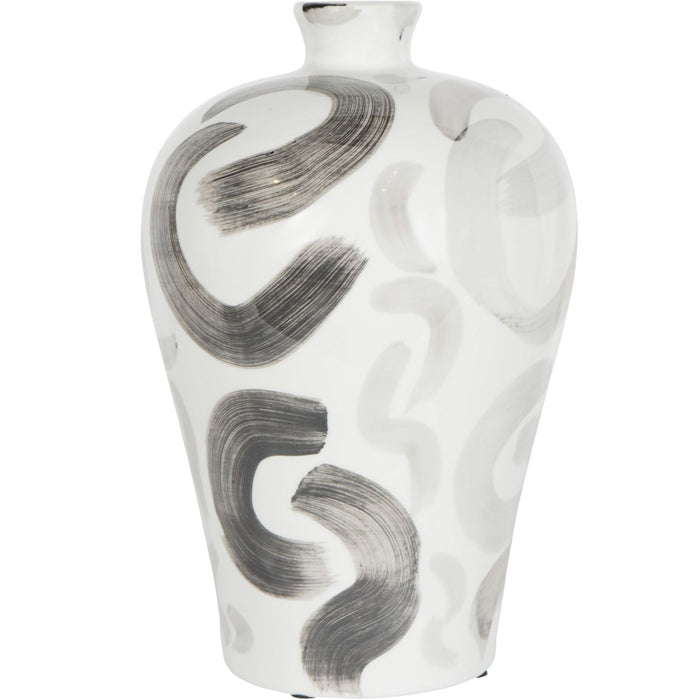 Svea Monochrome Brush Vase, White, Ceramic