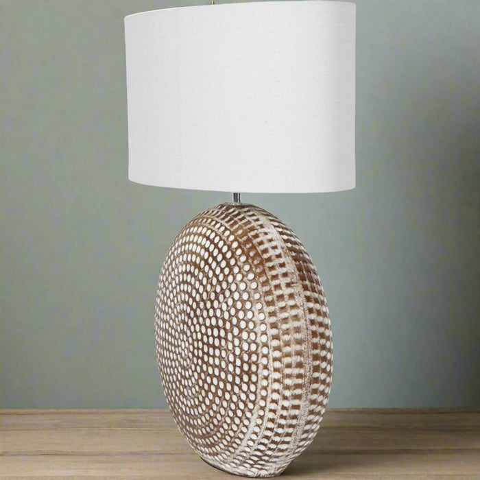 Frida Round Table Lamp - Ceramic, Antique Creams and Browns