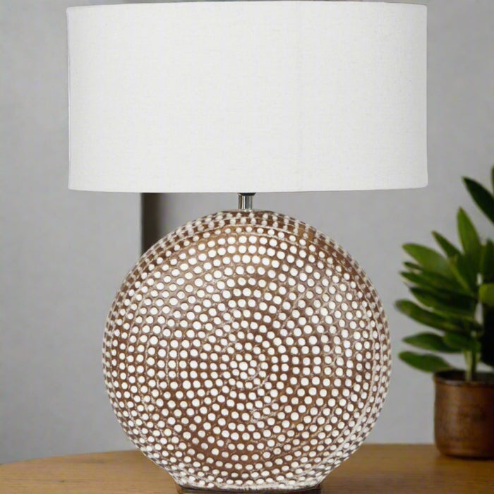 Frida Round Table Lamp - Ceramic, Antique Creams and Browns