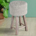 Nomad Knitted Wool And Natural Wood Bar Stool