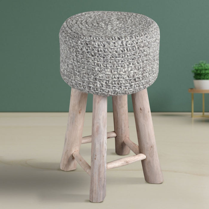 Yvonne Stone Grey Knitted Bar Stool